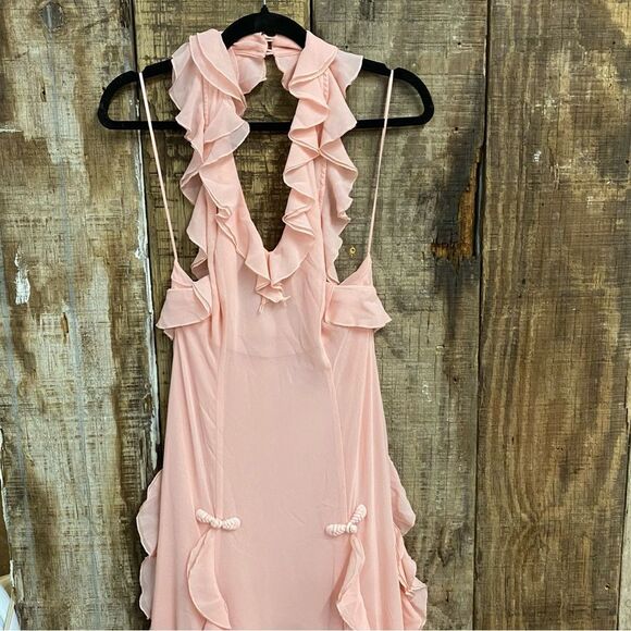 Sau Lee Fiona Dress Baby Pink Ruffle Maxi chiffon gown wedding prom Revolve 4 - Picture 11 of 12
